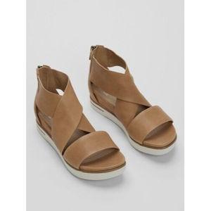 Eileen Fisher Sport Tumbled Leather Sneaker Sandal Size 8 Honey